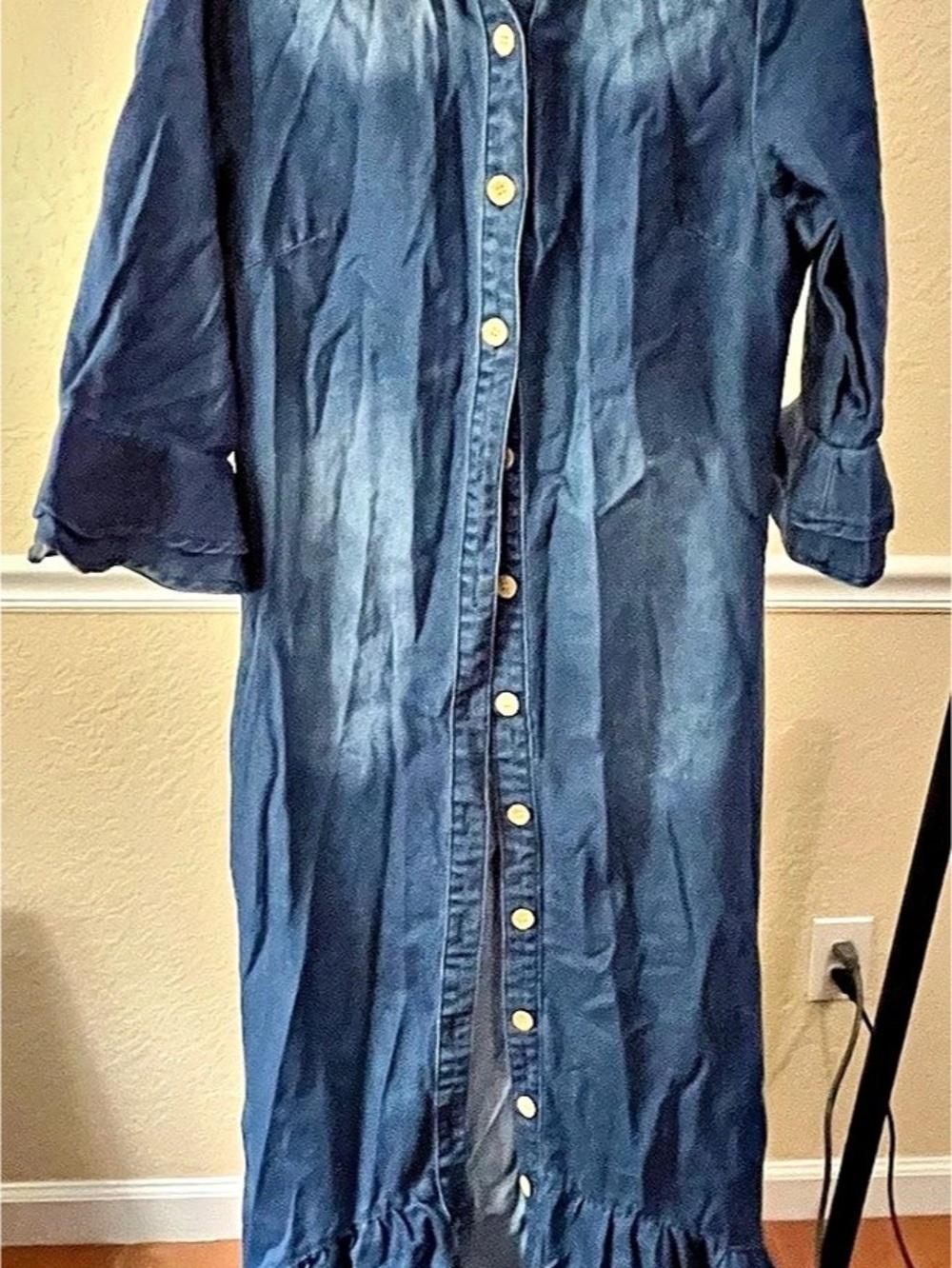 Blue Denim Maxi Dress Size Large Like New